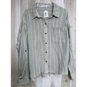 NWT Becool Cotton Gauze Striped Womens Shirt M/L Boho Boutique Beachy